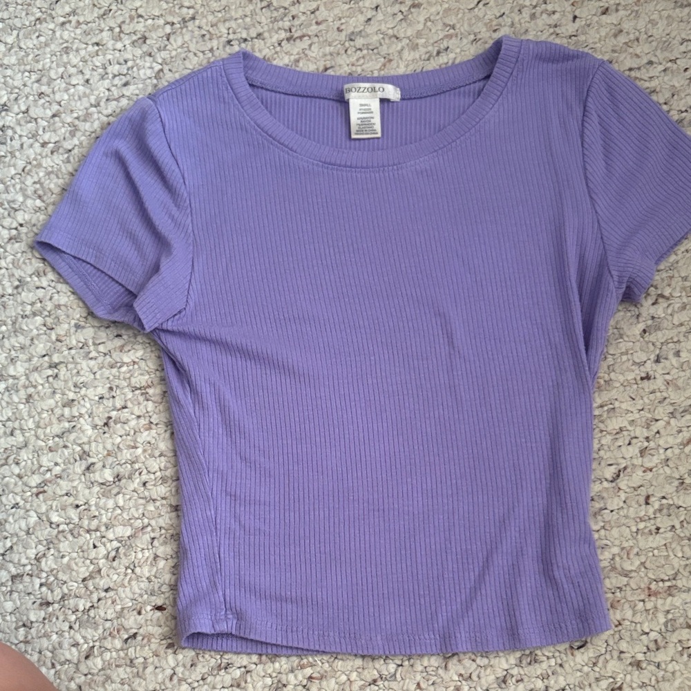 Bozzolo Lavender Ribbed Short Sleeve Top
